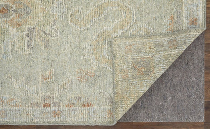 9' X 13' Gray and Brown Wool Floral Hand Knotted Area Rug