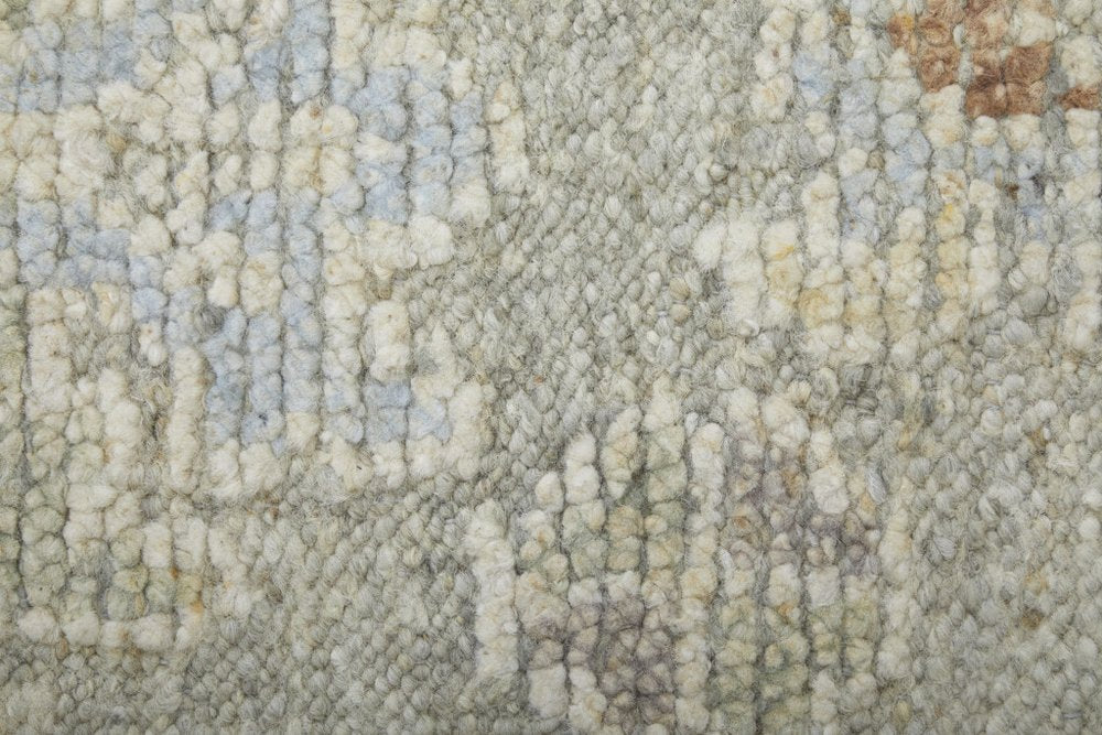 9' X 13' Gray and Brown Wool Floral Hand Knotted Area Rug