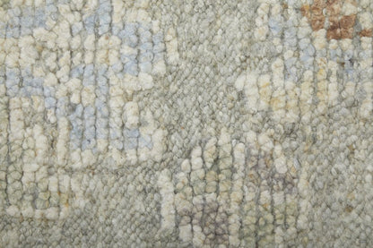 9' X 13' Gray and Brown Wool Floral Hand Knotted Area Rug