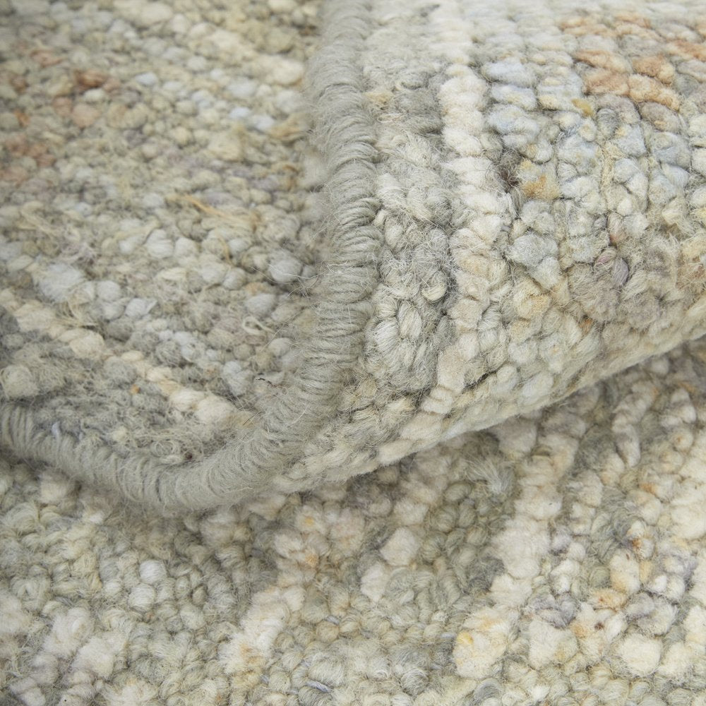 9' X 13' Gray and Brown Wool Floral Hand Knotted Area Rug