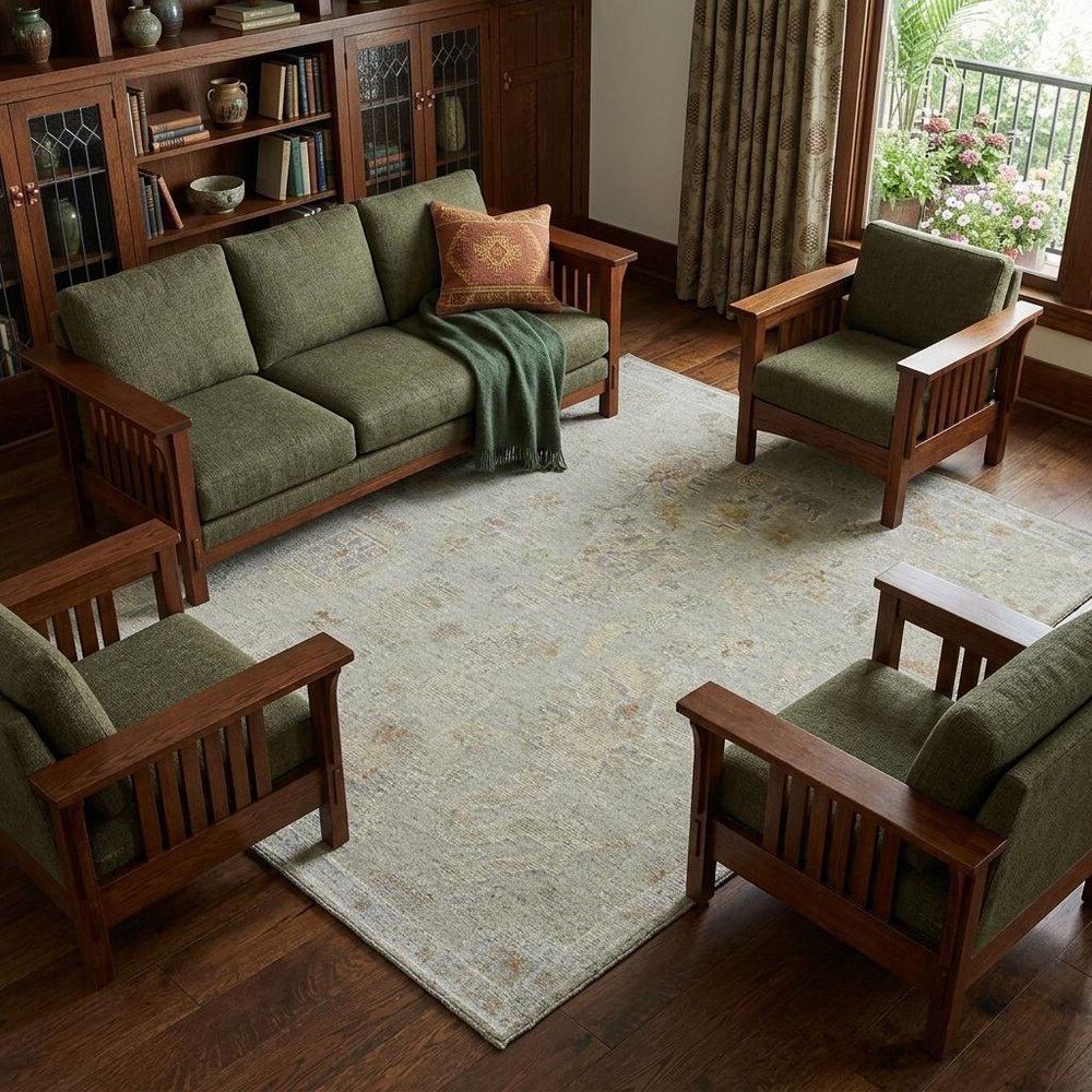 9' X 13' Gray and Brown Wool Floral Hand Knotted Area Rug