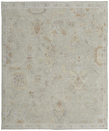 9' X 13' Gray and Brown Wool Floral Hand Knotted Area Rug