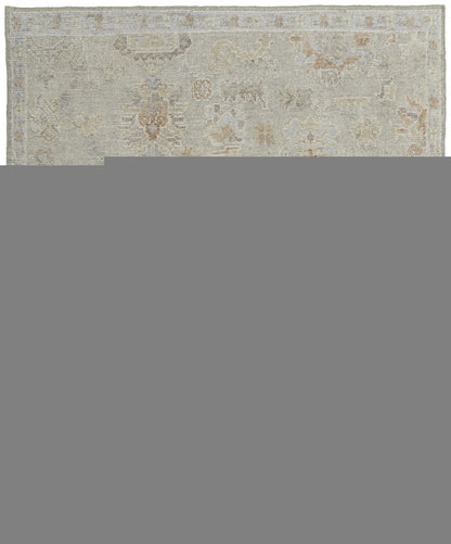 8' X 12' Gray and Brown Wool Floral Hand Knotted Area Rug