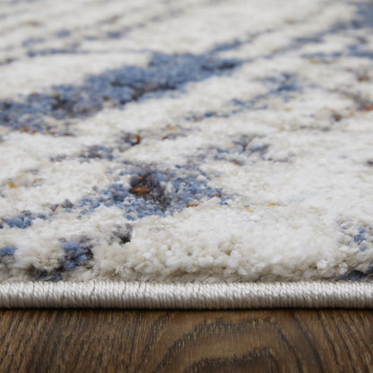 10' X 14' Ivory Blue and Brown Abstract Power Loom Area Rug