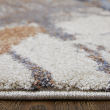 8' X 10' Ivory Blue and Brown Abstract Power Loom Area Rug
