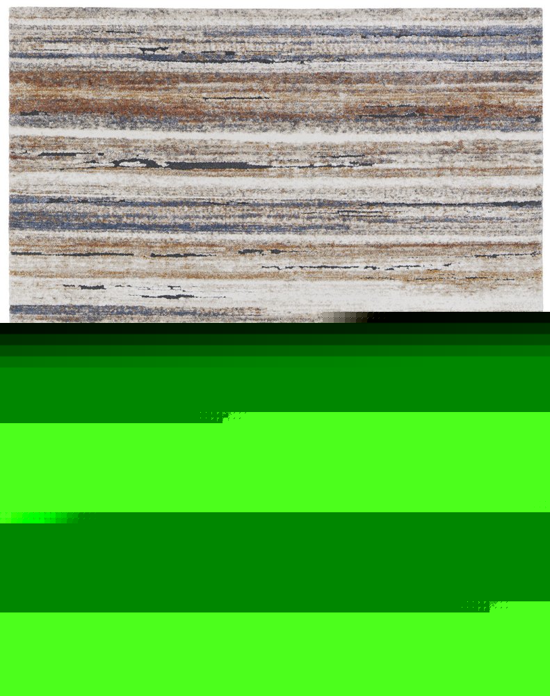 8' X 10' Ivory Blue and Brown Striped Power Loom Area Rug