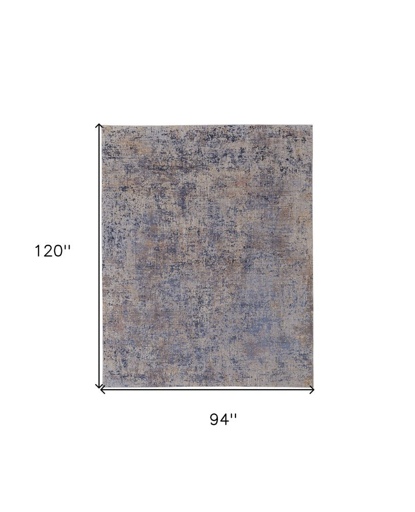8' X 10' Blue Brown and Tan Abstract Power Loom Area Rug