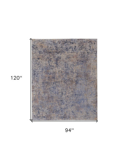 8' X 10' Blue Brown and Tan Abstract Power Loom Area Rug