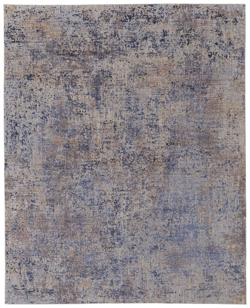8' X 10' Blue Brown and Tan Abstract Power Loom Area Rug