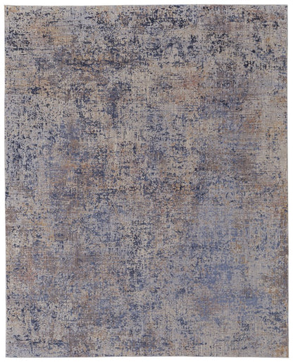 8' X 10' Blue Brown and Tan Abstract Power Loom Area Rug