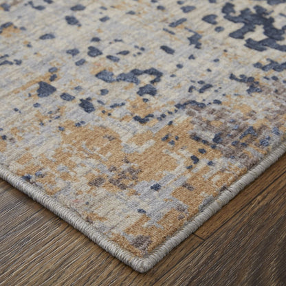 8' X 10' Blue Brown and Tan Abstract Power Loom Area Rug