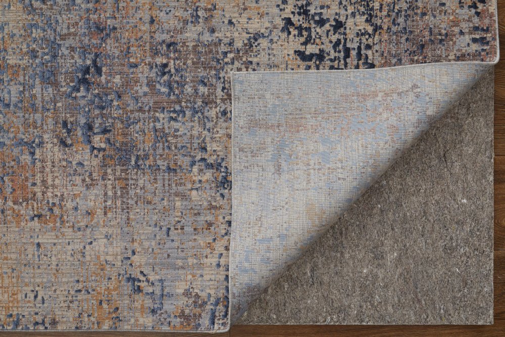 5' X 8' Blue Brown and Tan Abstract Power Loom Area Rug