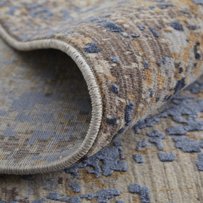 5' X 8' Blue Brown and Tan Abstract Power Loom Area Rug