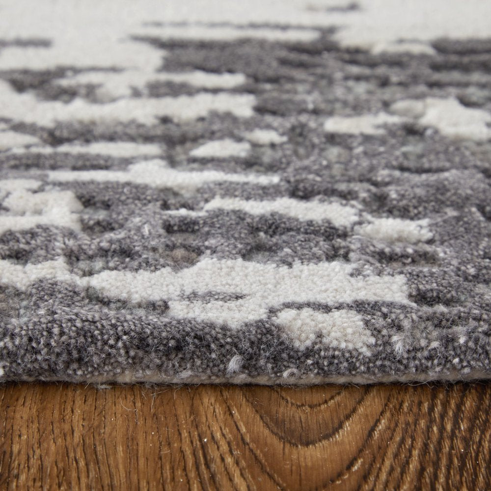 9' X 12' Ivory Brown and Blue Abstract Hand Tufted Area Rug