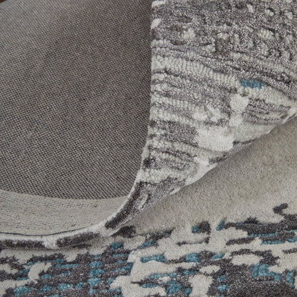 9' X 12' Ivory Brown and Blue Abstract Hand Tufted Area Rug