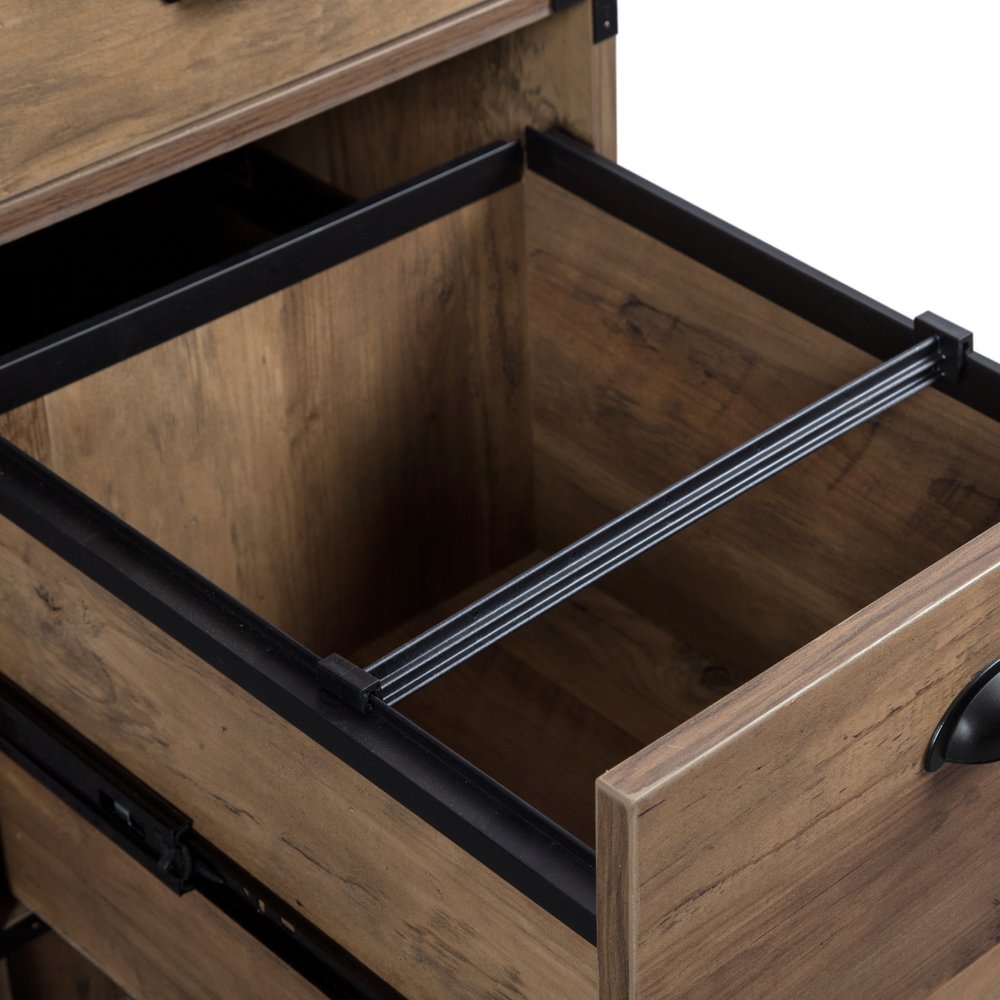 59" Oak Wood Pedestal Computer Desk With Four Drawers