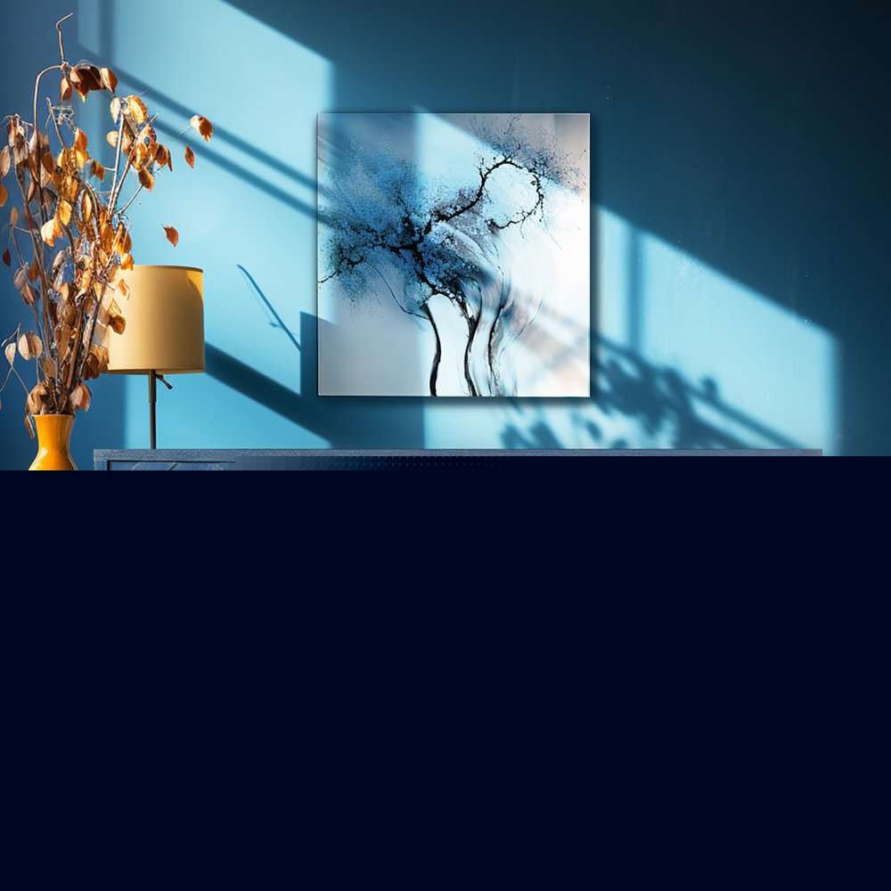 60" Blue Textural Chevron Distressed Wood Sideboard with Four Doors