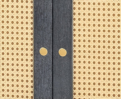 65" Charcoal and Natural Wood and Rattan Sideboard with Four Doors