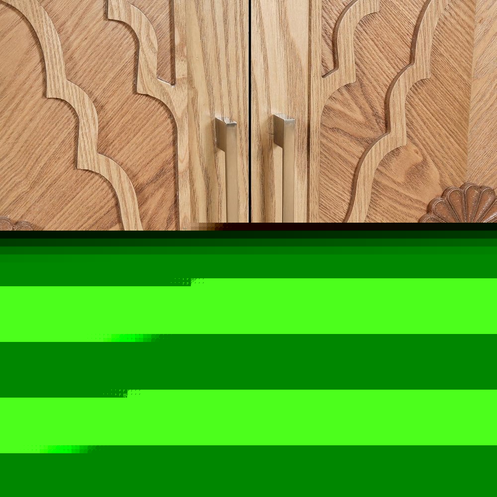 68" Natural Distressed Carved Geometric Sideboard with Four Doors