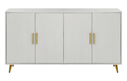 60" White Ribbed Texture Sideboard with Four Doors