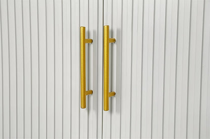 60" White Ribbed Texture Sideboard with Four Doors