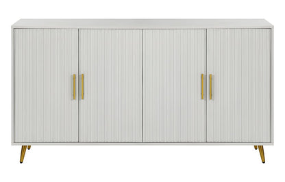 60" White Ribbed Texture Sideboard with Four Doors