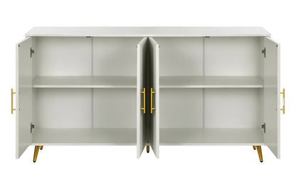 60" White Ribbed Texture Sideboard with Four Doors