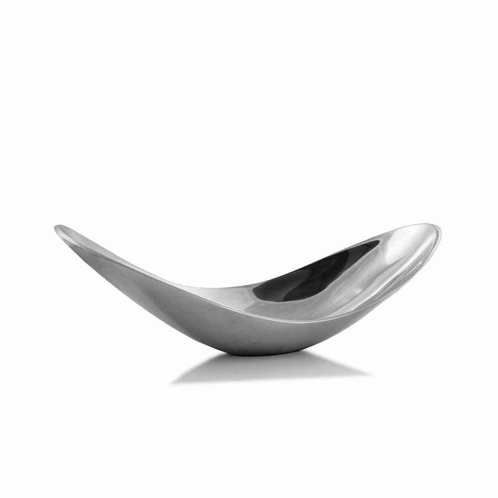 20" Silver Aluminum Contemporary Scoop Decorative Bowl