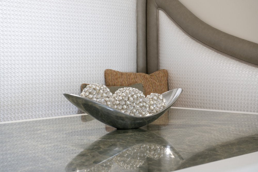 20" Silver Aluminum Contemporary Scoop Decorative Bowl