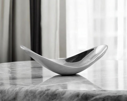 20" Silver Aluminum Contemporary Scoop Decorative Bowl