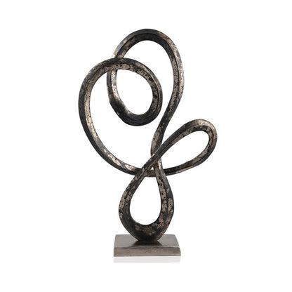 20" Black and Silver Aluminum Modern Abstract Tabletop Sculpture