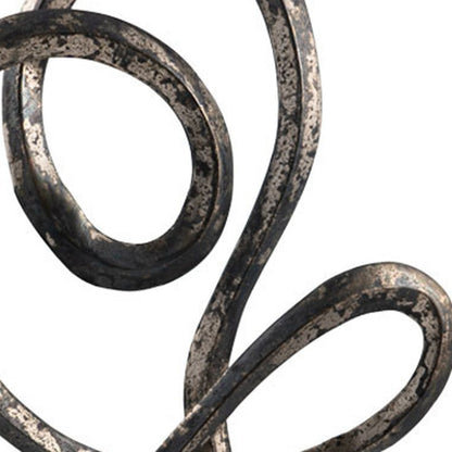 20" Black and Silver Aluminum Modern Abstract Tabletop Sculpture