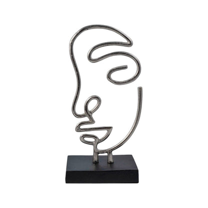Set of Two Black and Silver Aluminum Tabletop Sculpture