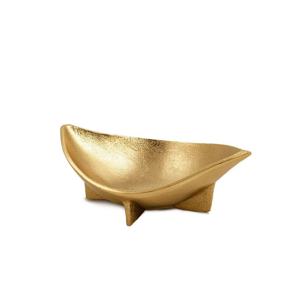 12" Gold Aluminum Oval Eye Shaped Centerpiece Bowl