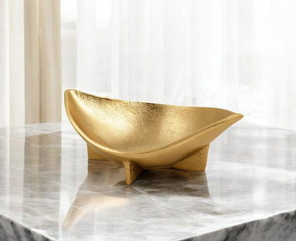 12" Gold Aluminum Oval Eye Shaped Centerpiece Bowl