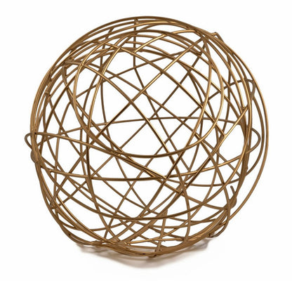 12" Gold Aluminum Decorative Orb Tabletop Sculpture