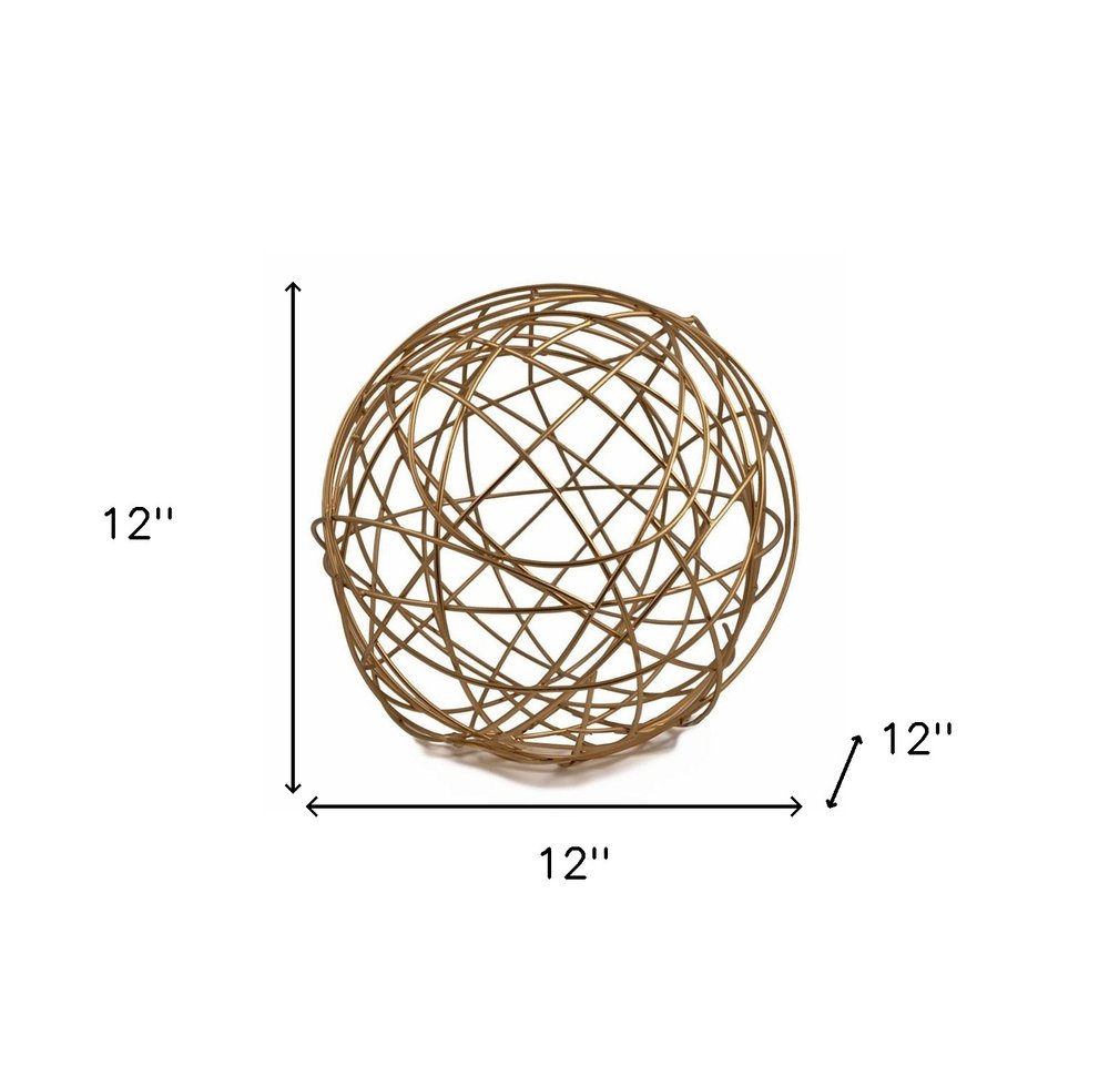 12" Gold Aluminum Decorative Orb Tabletop Sculpture