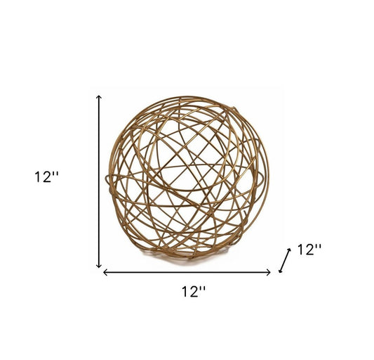12" Gold Aluminum Decorative Orb Tabletop Sculpture