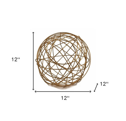 12" Gold Aluminum Decorative Orb Tabletop Sculpture