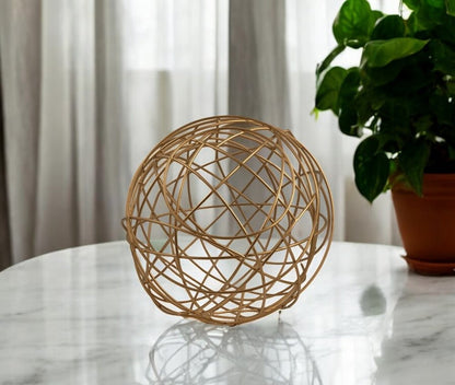12" Gold Aluminum Decorative Orb Tabletop Sculpture