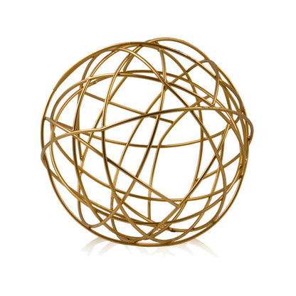 7" Gold Aluminum Decorative Orb Tabletop Sculpture