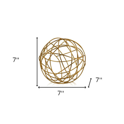 7" Gold Aluminum Decorative Orb Tabletop Sculpture