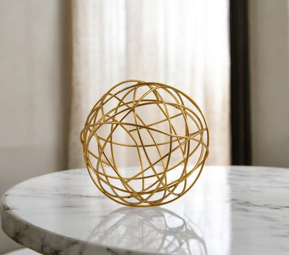 7" Gold Aluminum Decorative Orb Tabletop Sculpture