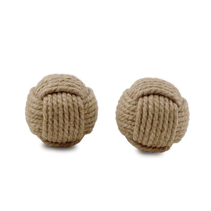 Set of Two Natural Jute Decorative Orb Tabletop Sculpture