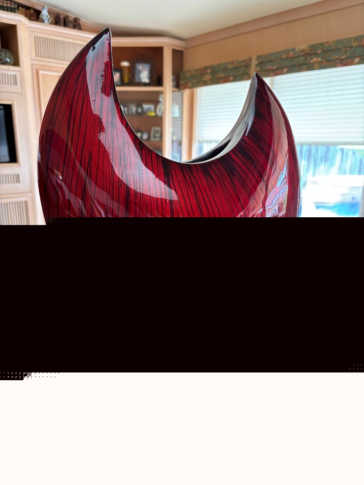 14" Red Striped Aluminum Table Vase