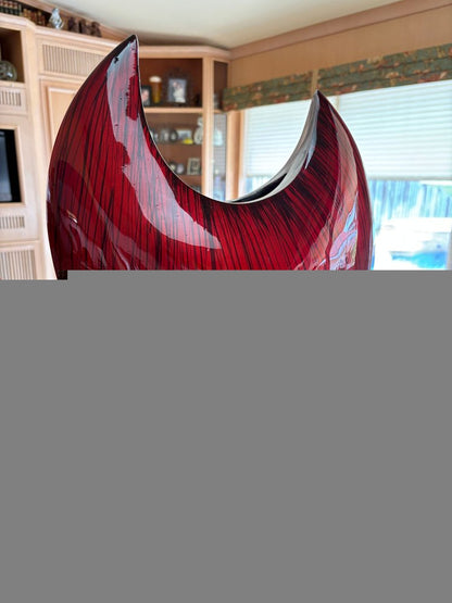 14" Red Striped Aluminum Table Vase