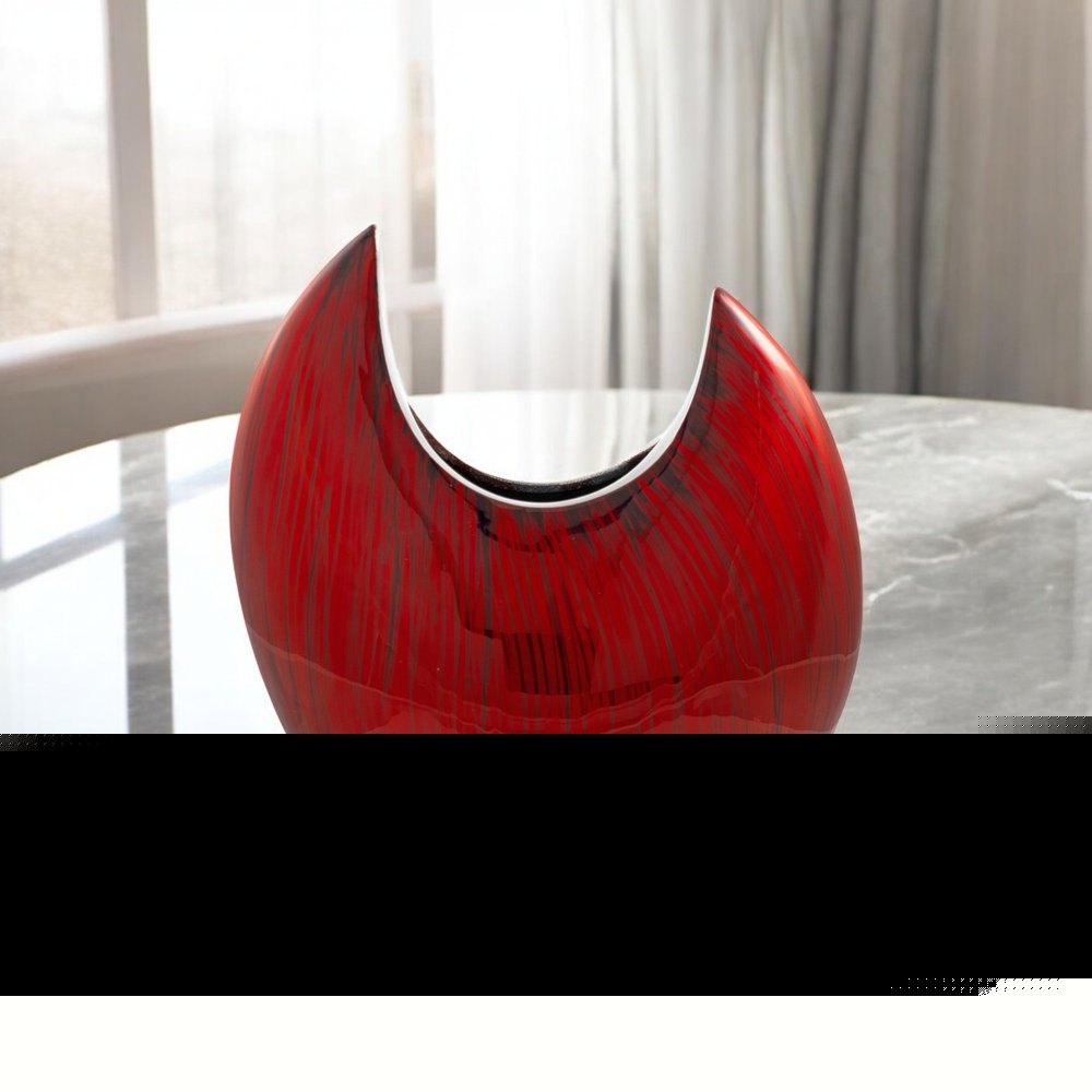 14" Red Striped Aluminum Table Vase