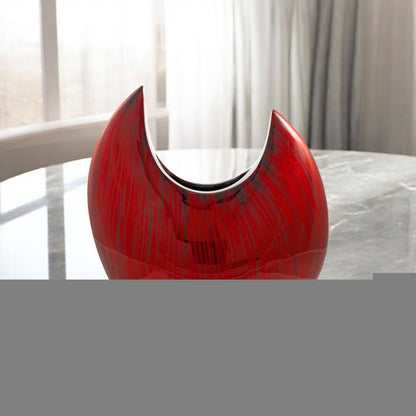 14" Red Striped Aluminum Table Vase
