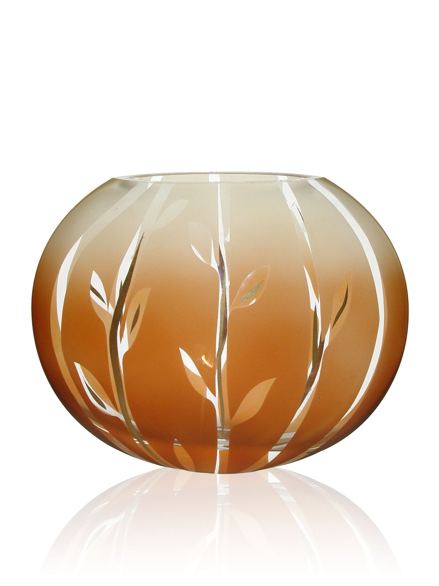 10" Brown Leaf Oval Lead Free Crystal Table Vase