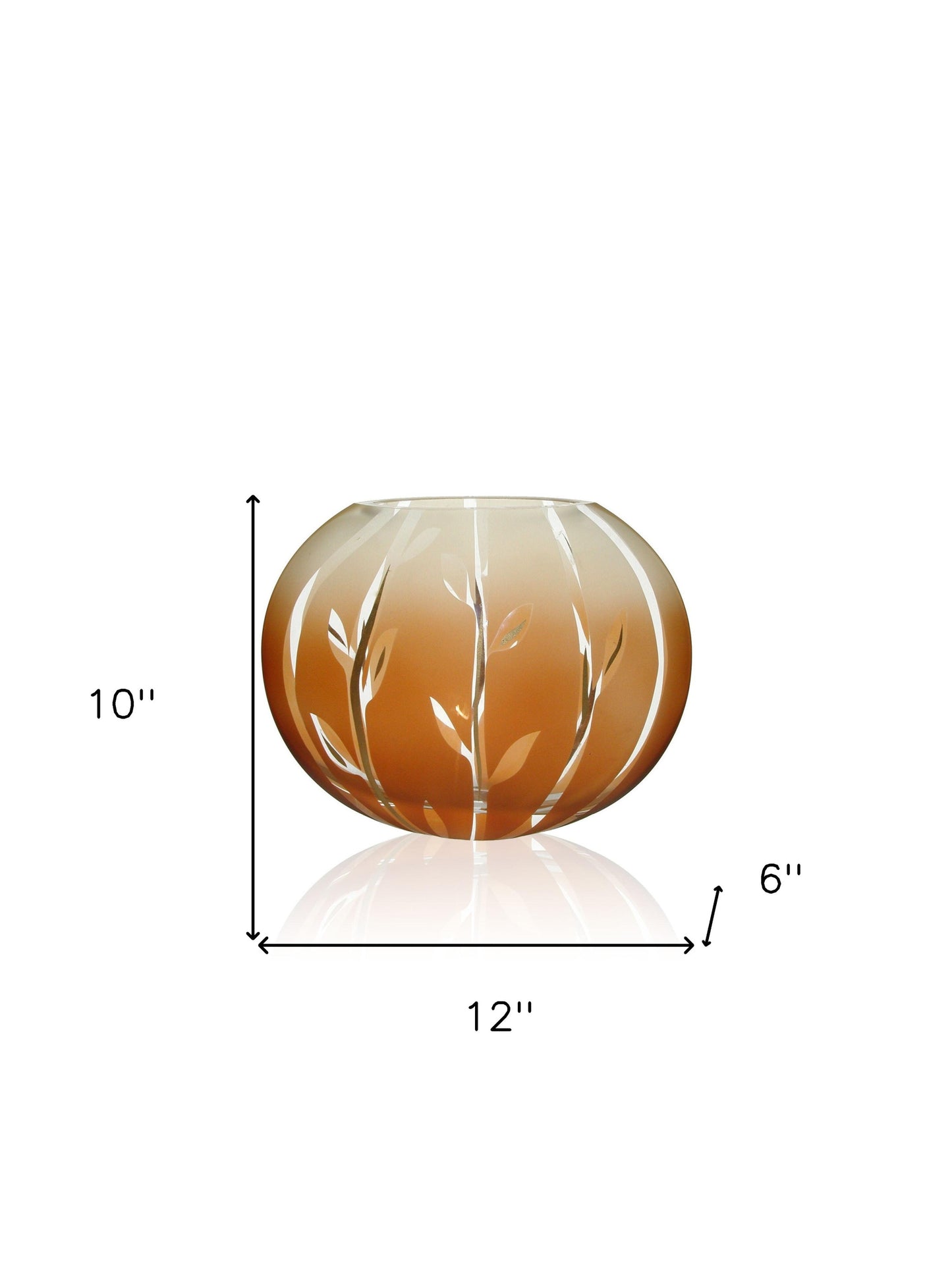 10" Brown Leaf Oval Lead Free Crystal Table Vase
